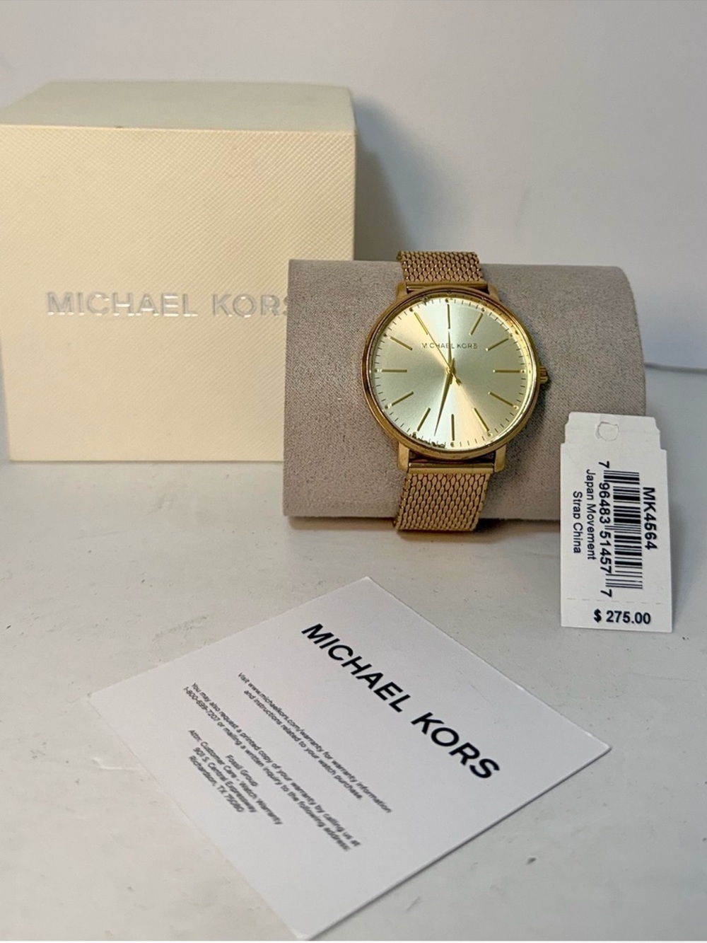 Michael Kors Gold Tone Mesh Strap Watch